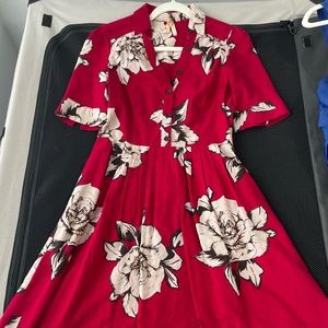 Red Anthropologie flower dress